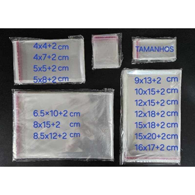 kit 200 un Saco plástico transparente adesivado com aba atacado