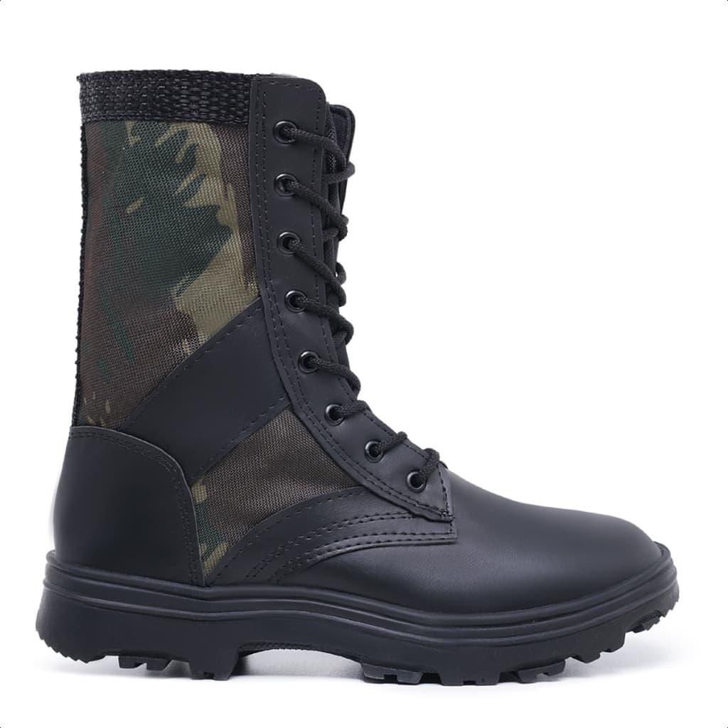 Bota Exercito Camuflada Coturno Couro Militar Masculina para Motociclista Estilo e Durabilidade