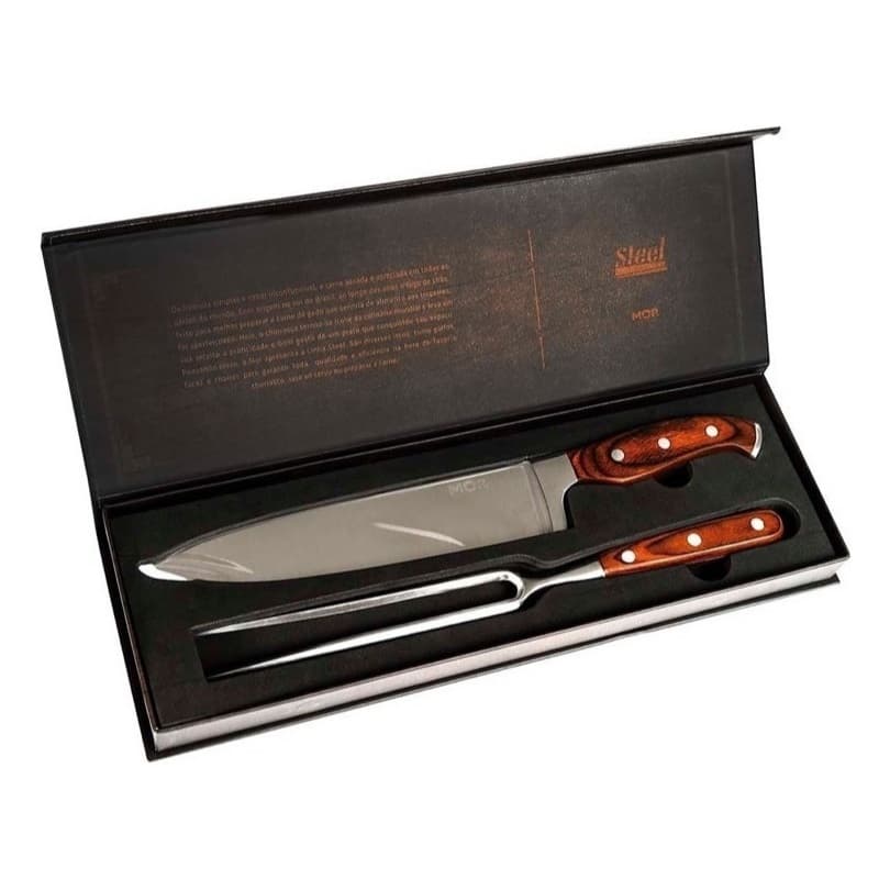 Conjunto Premium 2 peças Faca 8 e Garfo Steel Aço Inoxidável Mor