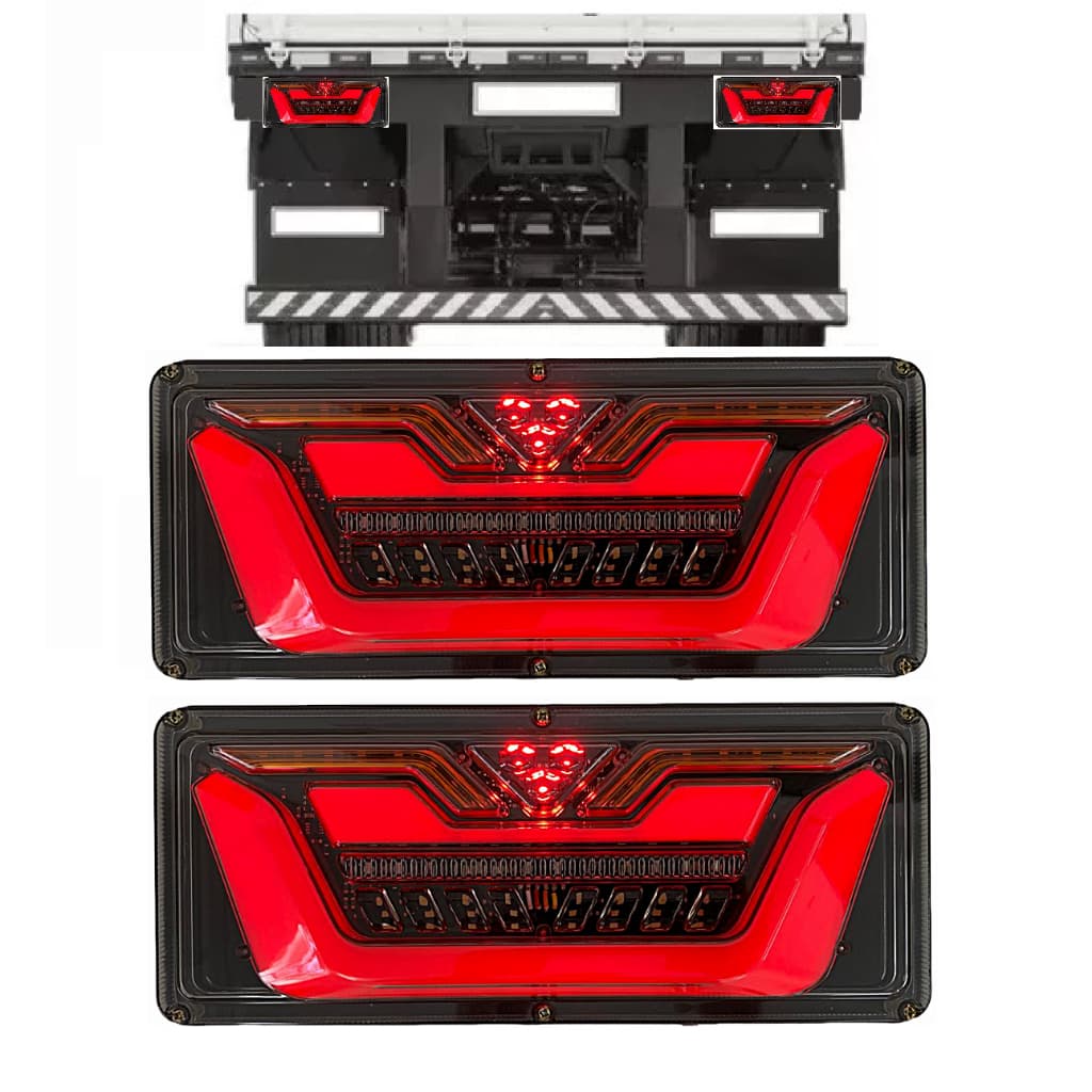 Par Lanterna 33cm 12/24V LED Moderna Seta Sequêncial Para Caminhões carretas KLX