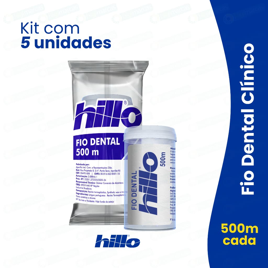 Kit 5 Fio Dental 500 metros Hillo Econômico