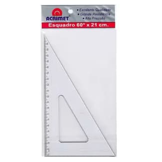 Esquadro 21x60 plástico cristal