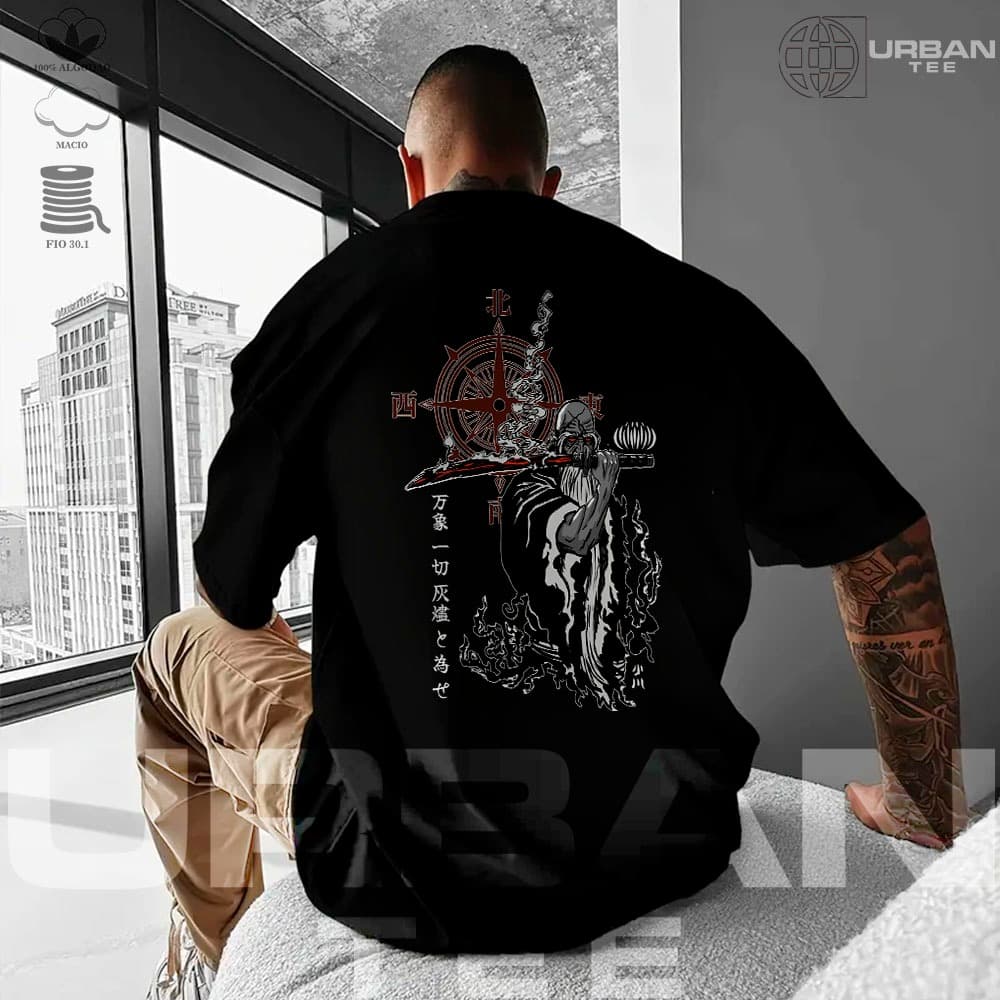 Camiseta Básica Ou Oversized Bleach Genryusai Shingekuni Yamamoto Anime Unissex