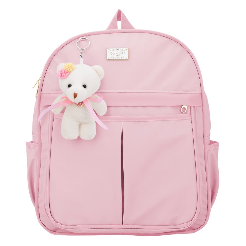 Mochila Maternidade Rosa Bebe Passeio Creche Lisa Luxo Hope