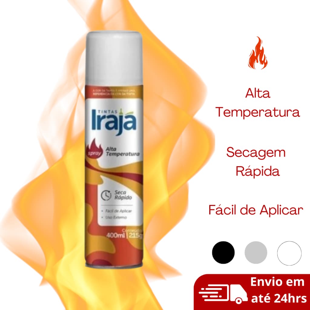 Spray Alta Temperatura Preto, Branco e Alumínio, Secagem Rápida