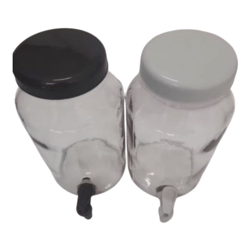 kit 3 suqueiras de vidro 3 litros com torneira e tampa plastica