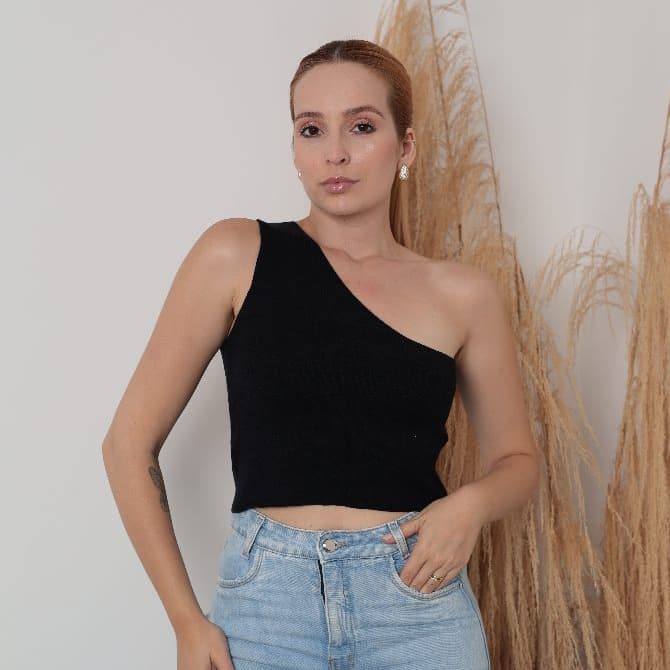 Top Feminino Mula Manca Cropped Modal Tricot moda verão