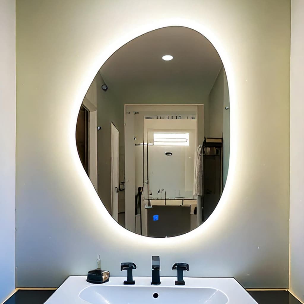 Espelho Orgânico com iluminação em led e sensor touch screem 104,0 x 80,0 cm