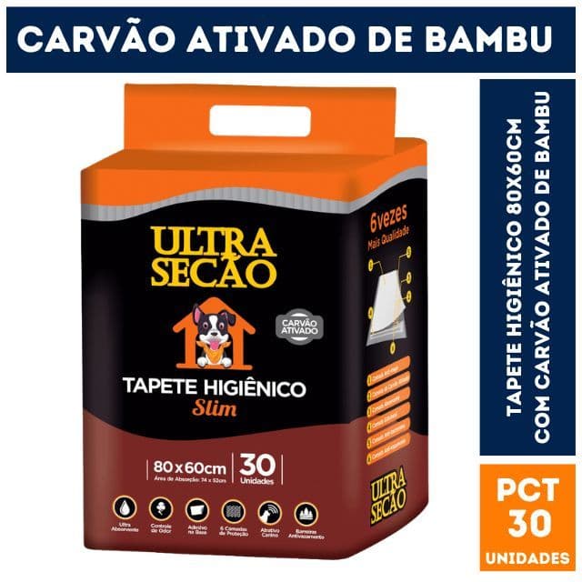 Tapete Higiênico Carvão Ativado Neutralizador de Odores CreativePad 60 x 80 cm c/ 30 Un