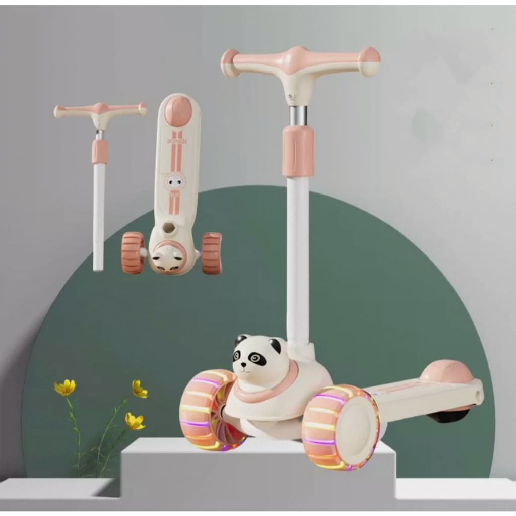 Patinete Aviãozinho Feliz Infantil 3 Rodas Desmontável com Luz Led Som