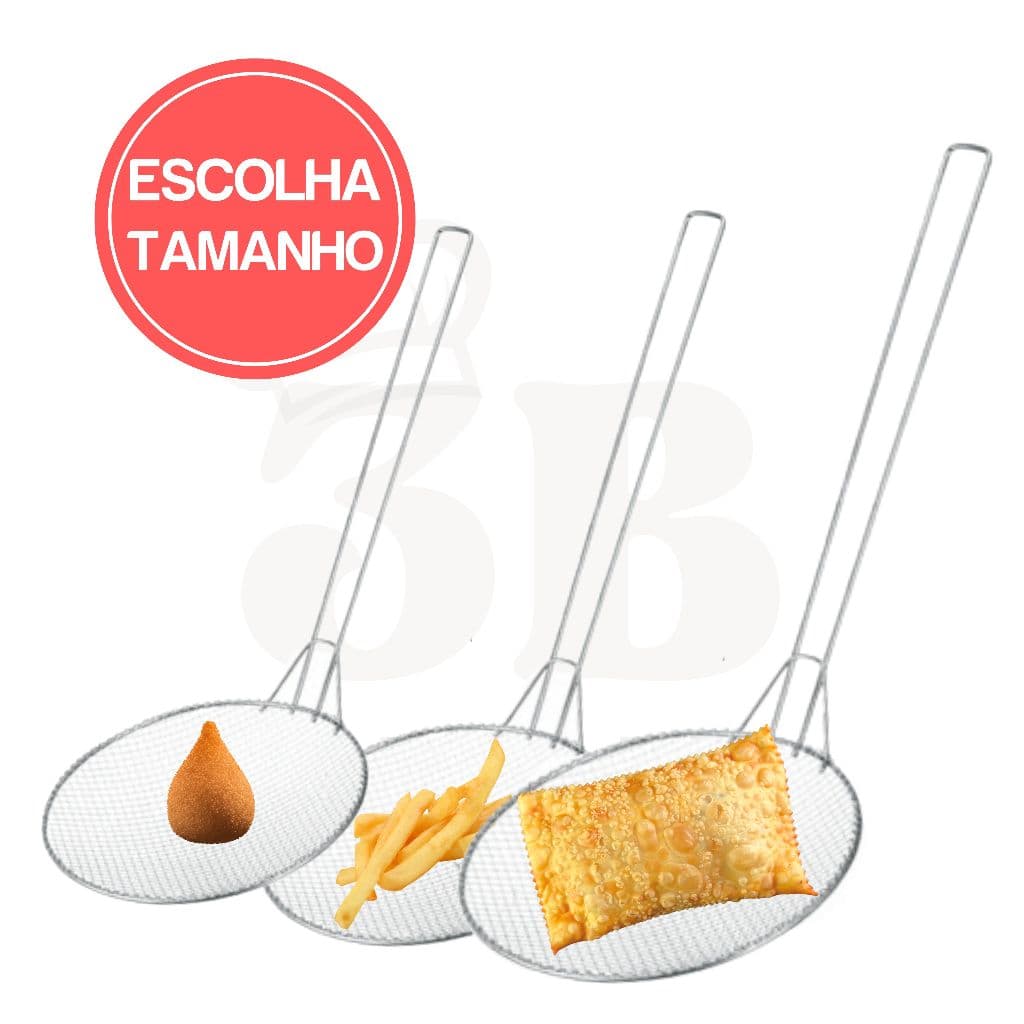 Escumadeira Metal para Frituras Salgado Pastel Coxinhas e Batatas em Lanchonete e cozinha industrial