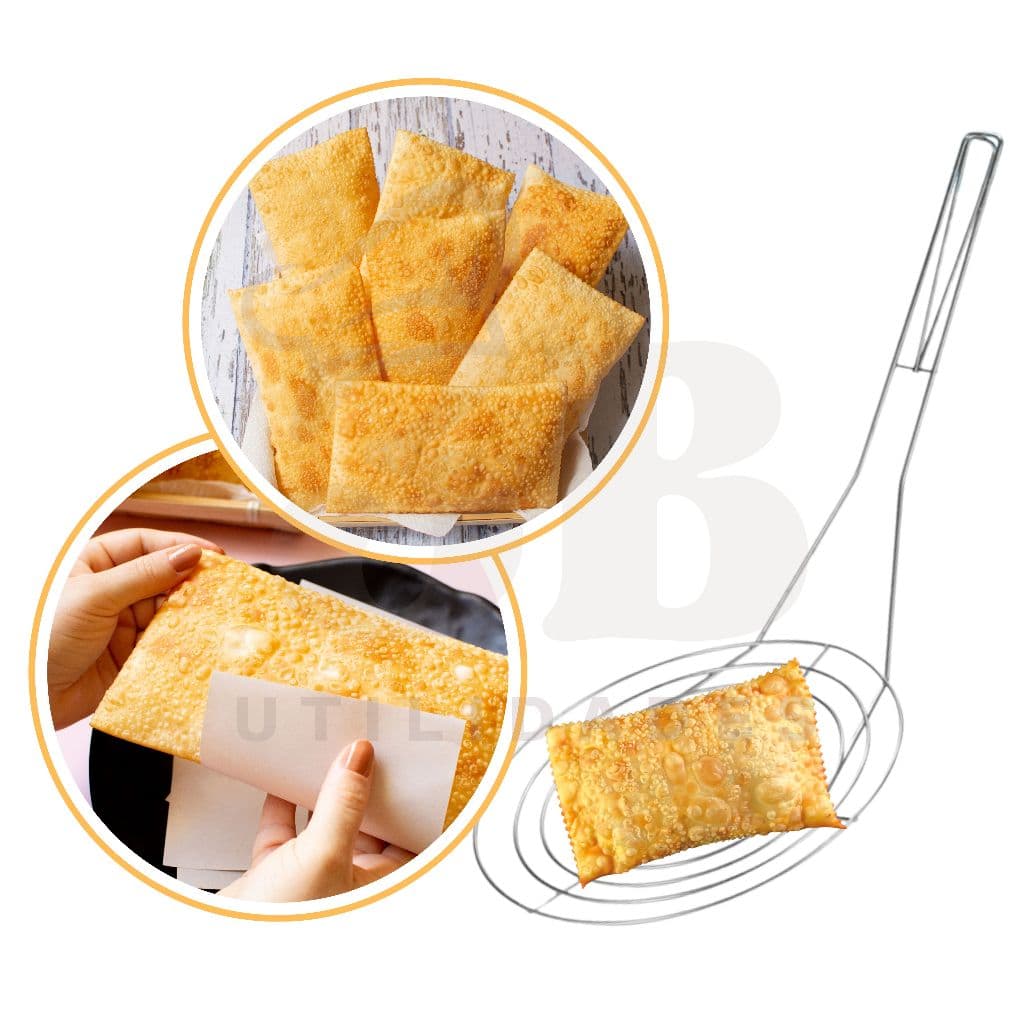 Escumadeira Metal 20 cm Fritura Salgado Pastel Coxinhas  Batatas em Lanchonetes e cozinha industrial