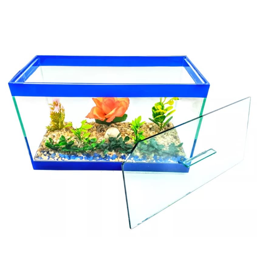 Aquário Beteira 25x12x15 Decorado peixe beta enfeitado