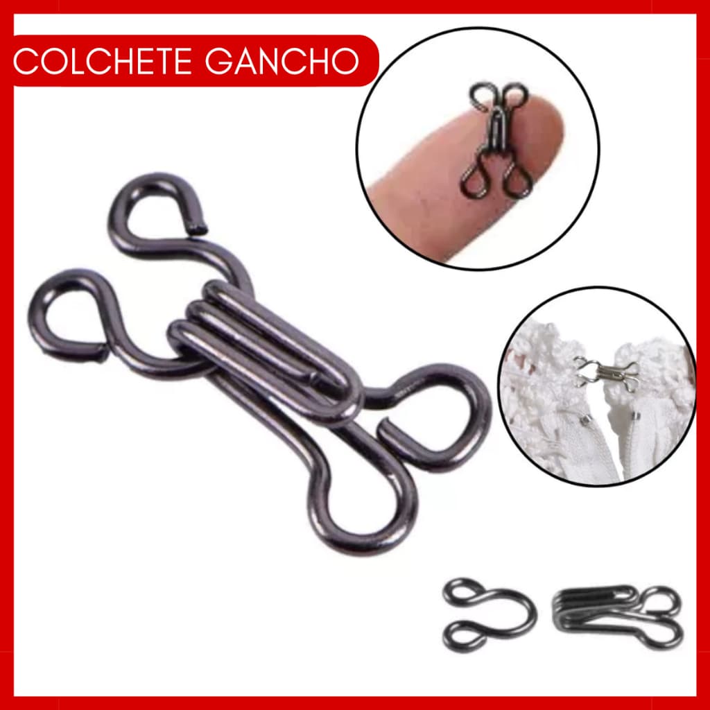 Colchete Gancho P/ Costura Vestido Calça 24 Pares Niquel Nº4