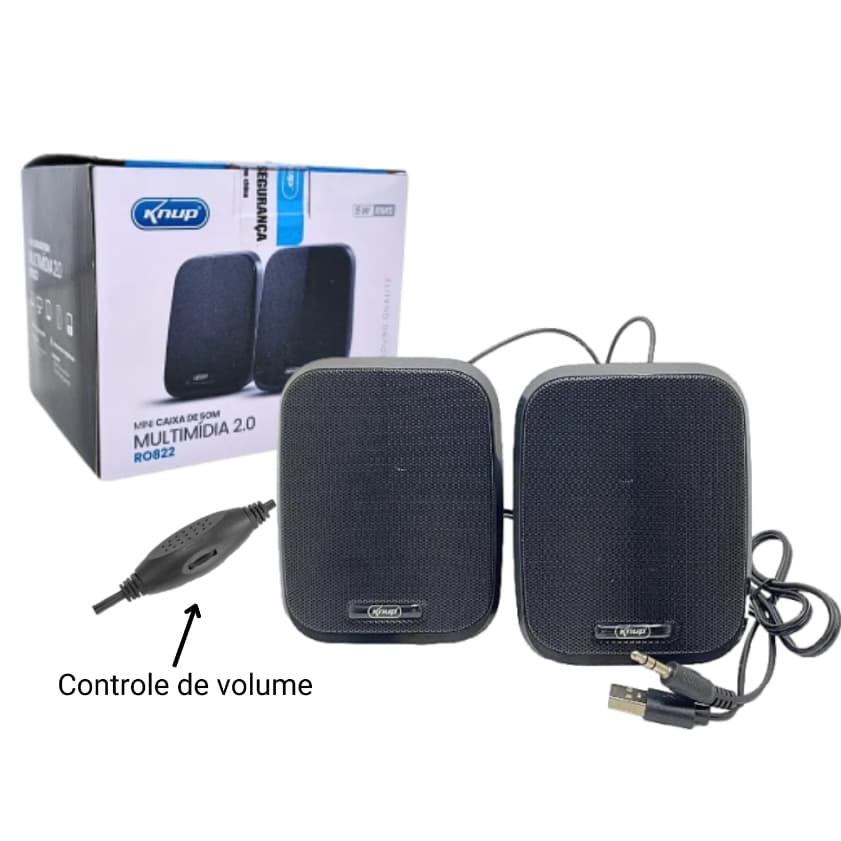 Caixa de Som Multimídia 5w Usb P2 para PC Computador Notebook com Controle de volume