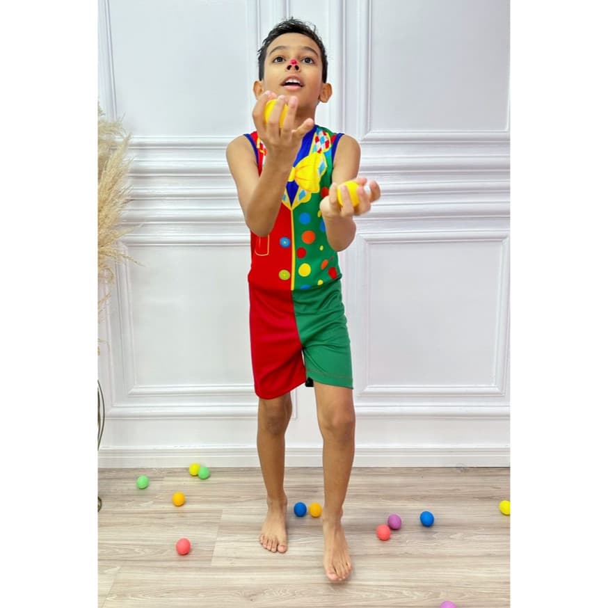 Fantasia Infantil Palhaço Feliz Macacão Palhaço