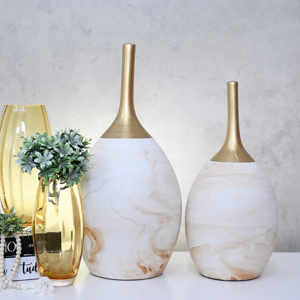 Vasos 2 GRANDE Chão Peças Kit Enfeites Cerâmica Sala Conjunto Elegante Decorativas Rack Centro Mesa