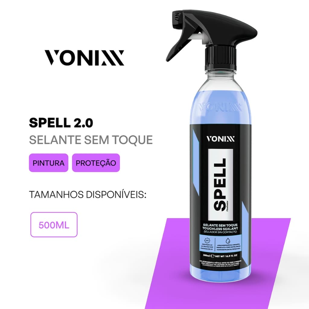 Spell 2.0 Selante Sem Toque à  Base de Sílica Ultra Brilho Proteção UV Instantâneo 500ml Vonixx