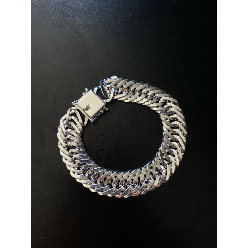 PULSEIRA ELO TRIPLO 15MM PRATA MISTA 925 UNISSEX BRILHO ALTA QUALIDADE PREMIUM LUXO RESISTENTE