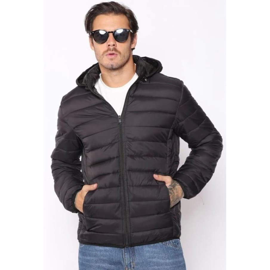 Jaqueta Bobojaco Impermeável Becker Nylon Puffer Masculino com Bolsos e Capuz