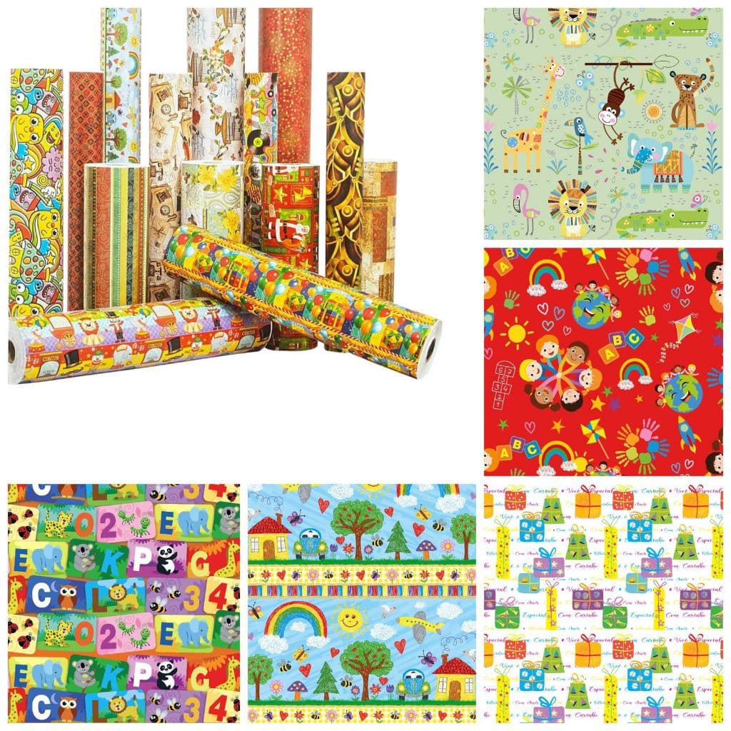 Papel de Presente Infantil Bebê Dia das Crianças Bobina Couchê 60cmx100m