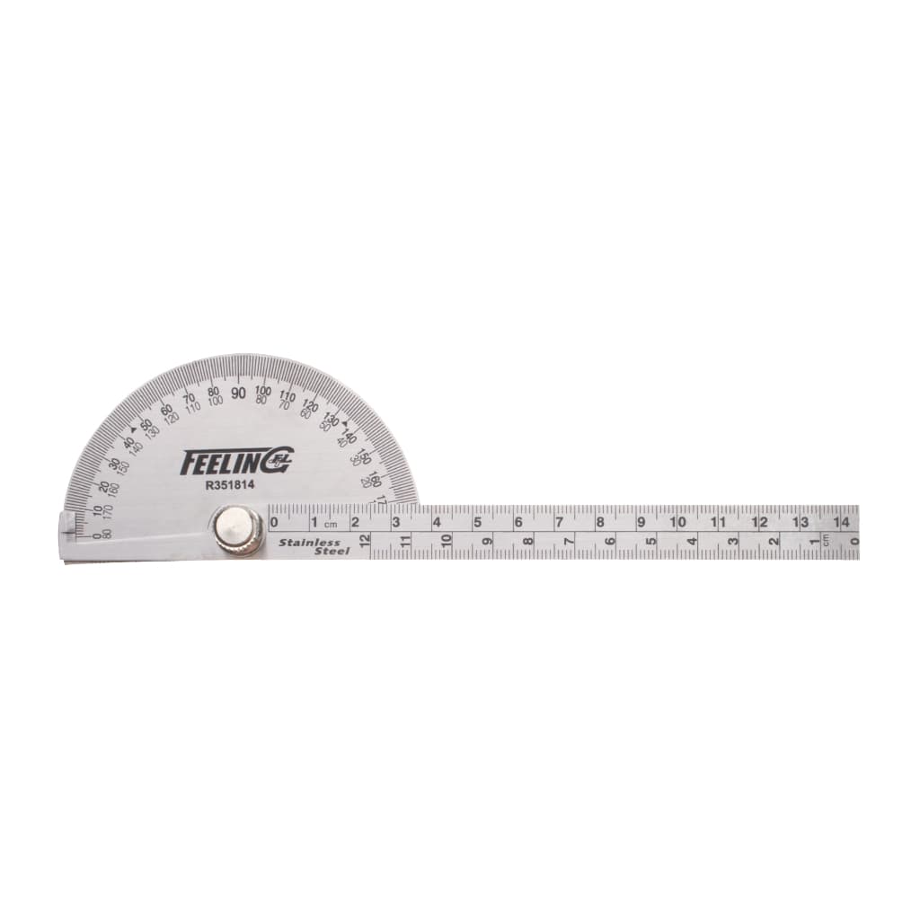 Transferidor Profissional régua maior 14 cm Ângulos 0° a 180° – maior precisão – Aço Inox - Goniômetro - FL FEELING