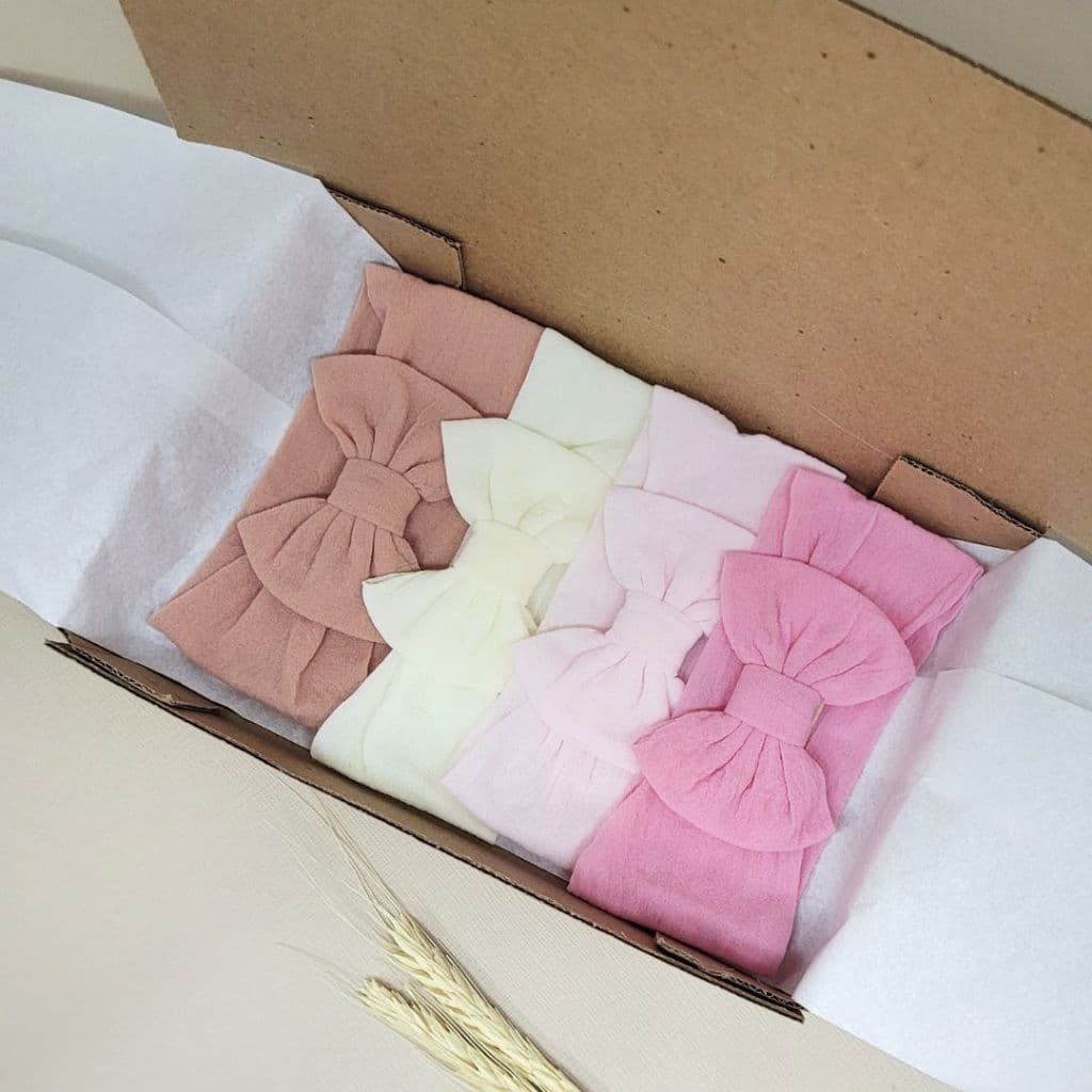 Kit 4 Faixas De Bebe Infantil Turbante Tiaras De Cabelo- laços de seda RN