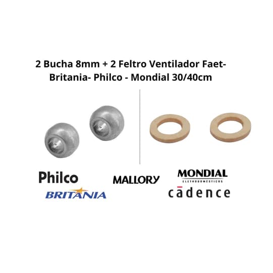 Bucha P/ Ventilador Mondial, Britânia, Mallory, Faet e Cadence kit c/ 2
