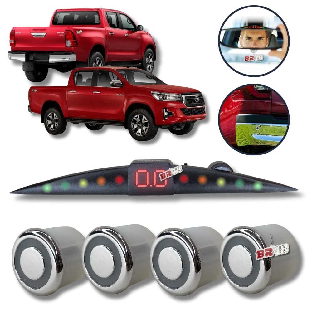 Sensor De Ré Estacionamento Cromado Emborrachado Hilux