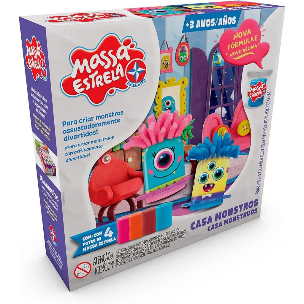 Massa Estrela Casa Monstros C/4 Potes De Massinha De Modelar - Estrela