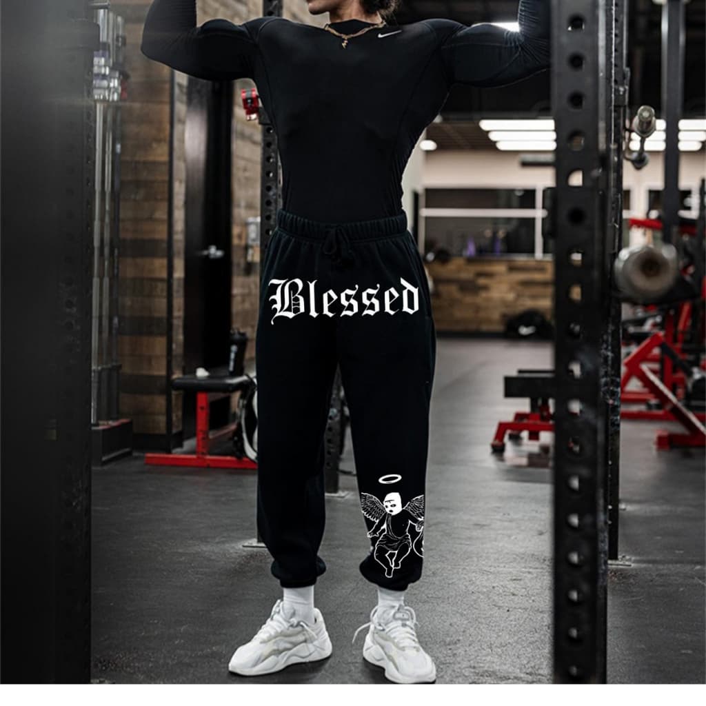 Calça Moletom Masculina Streetwear Gym Life Academia Musculação Treino Algodão Blessed