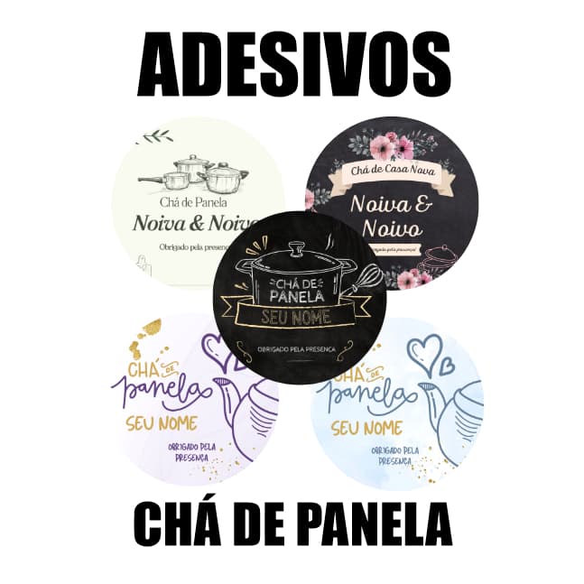 KIT 100 UNI VINIL BRANCO Etiquetas Adesivas CHÁ DE PANELA
