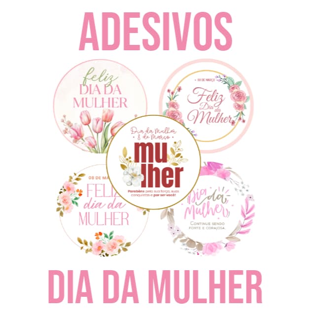 100 Etiquetas Adesivas DIA DA MULHER  ADESIVO 4x4 Dia Internacional Das Mulheres