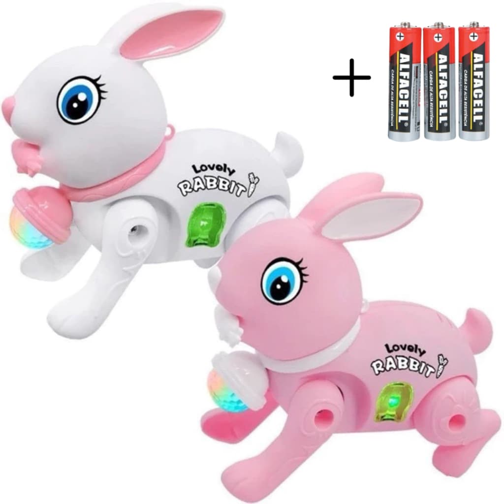 Coelho Coelhinho Pula Pula Brinquedo Sem Luz Infantil Com Luz e Som + Pilha Inclusas