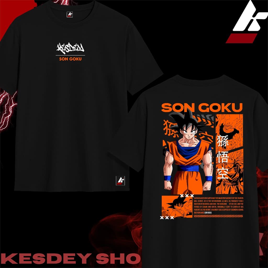 CAMISETAS T-SHIRT 100% Algodão UNISSEX STREETWEAR Estampa Personalizada KESDEY SON GOKU ANIME DRAGON BALL