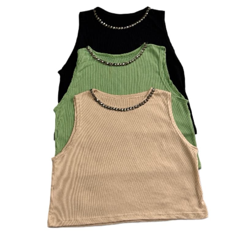 Cropped Regata top tecido canelado premium pedras Verão Confortável regata, ribana, pedras