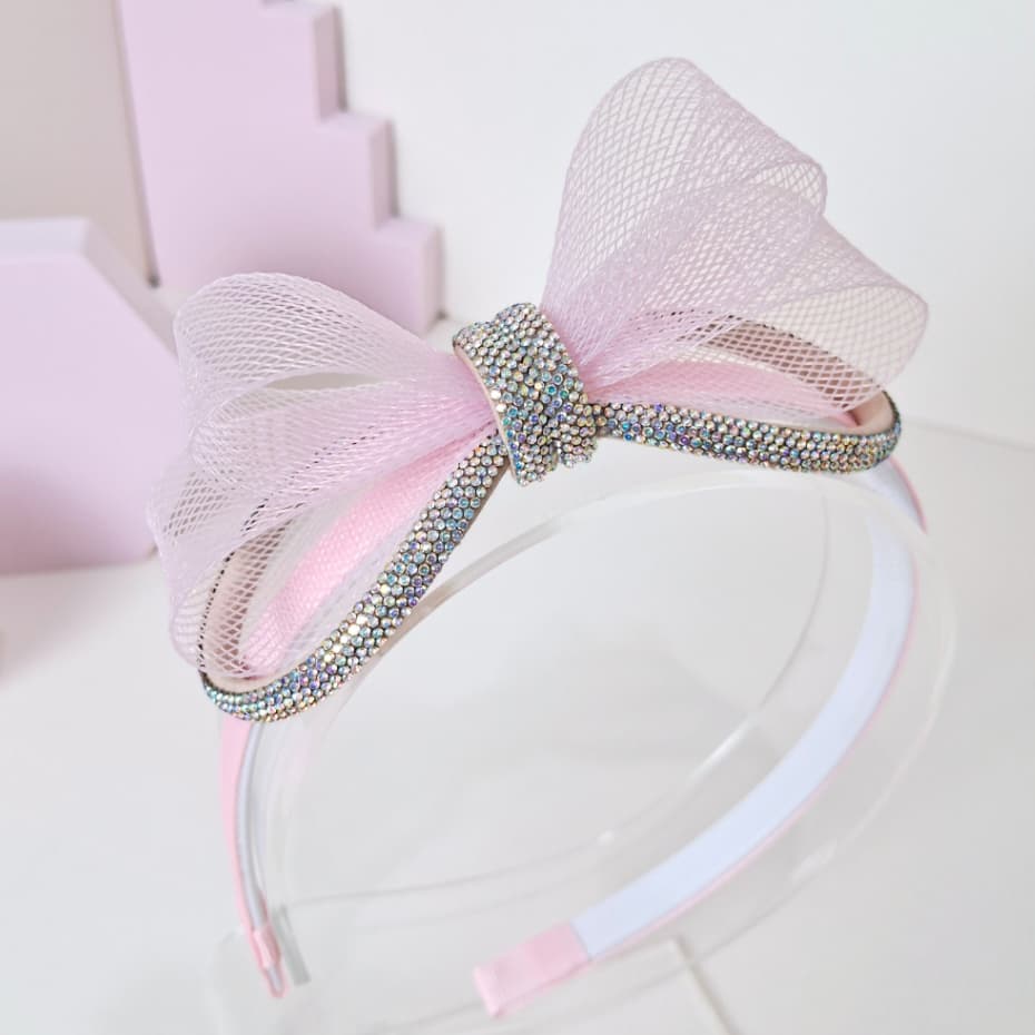 Tiara em Crinol com Meia Cana - LUXO - Tiara infantil de Cabelo Menina - Arco de cabelo