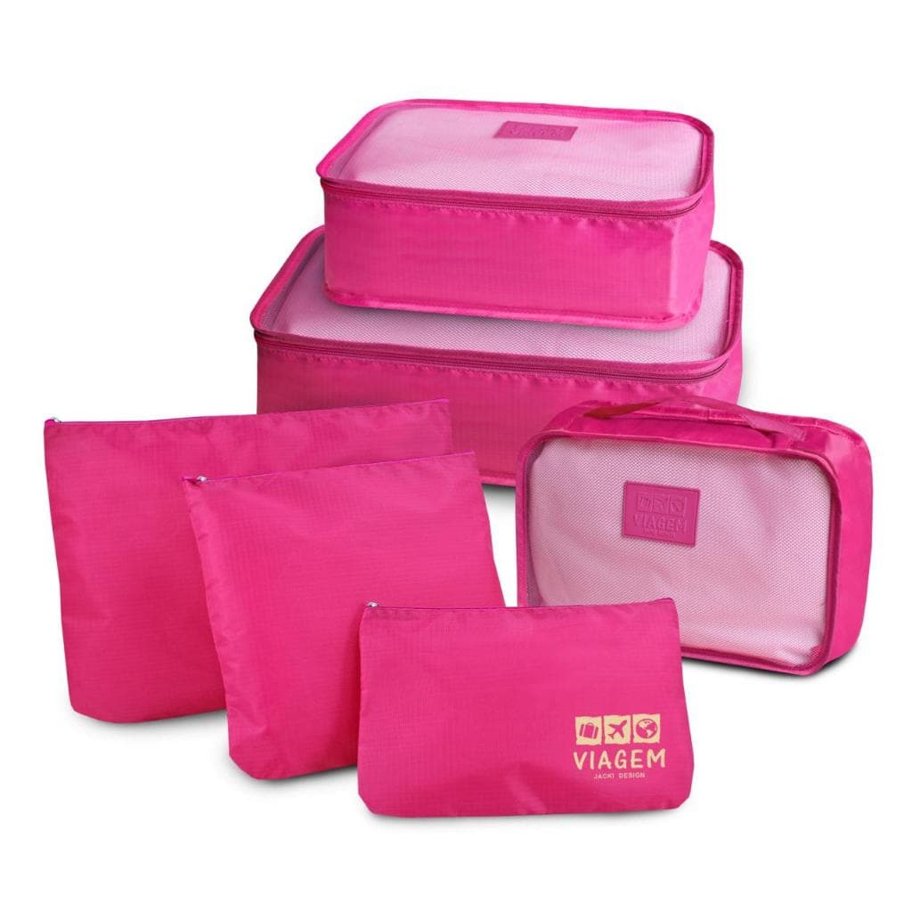 Kit 6 Necessaire Organizadores de Mala Viagem Bolsa Para Peças Intimas Roupas