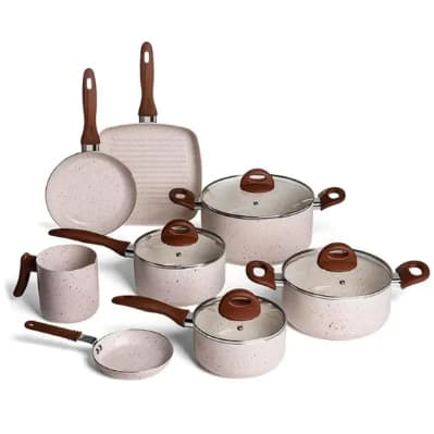 Jogo Panelas Brinox 8 Peças Ceramic Life Smart Plus Vanilla