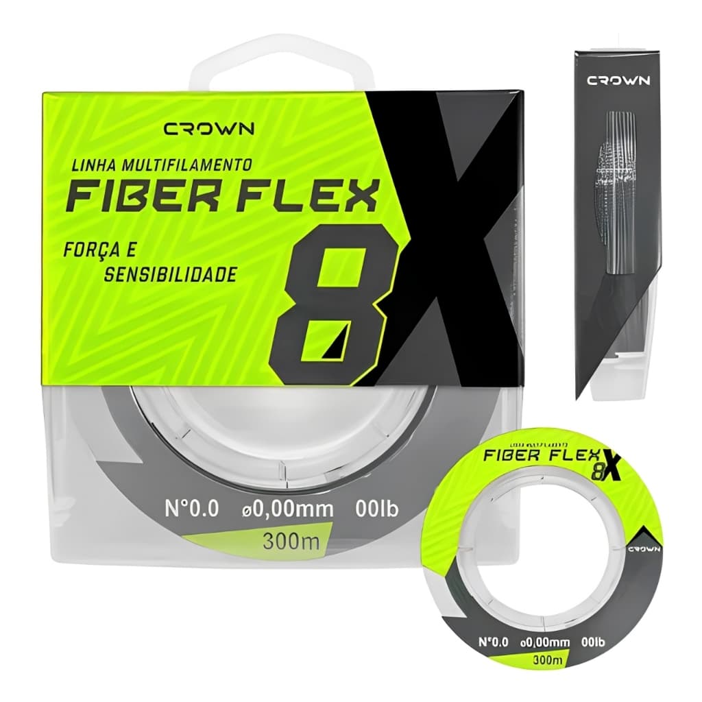 Linha De Pesca Fiber Flex Multifilamento Crown 8X 300m 0,20mm 28lb