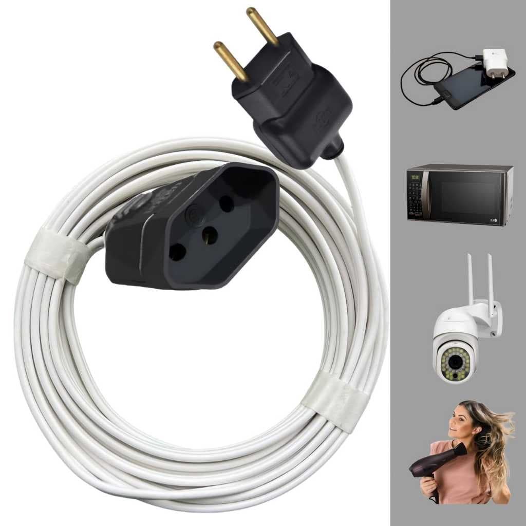 Extensão elétrica 0.5/1/2/5/10/15 Metros Cabo 2,5mm Extensão de Tomada