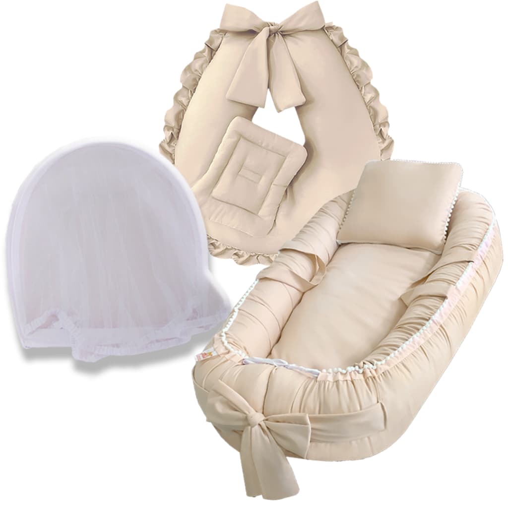 Kit Bebê Ninho Redutor de Berço com Zíper + Almofada de Amamentação + Mosquiteiro Universal