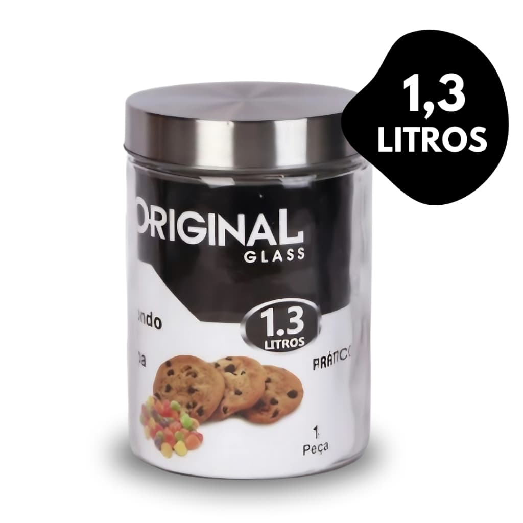Porta Mantimento De Vidro Hermético Com Tampa De Rosca 1,3L