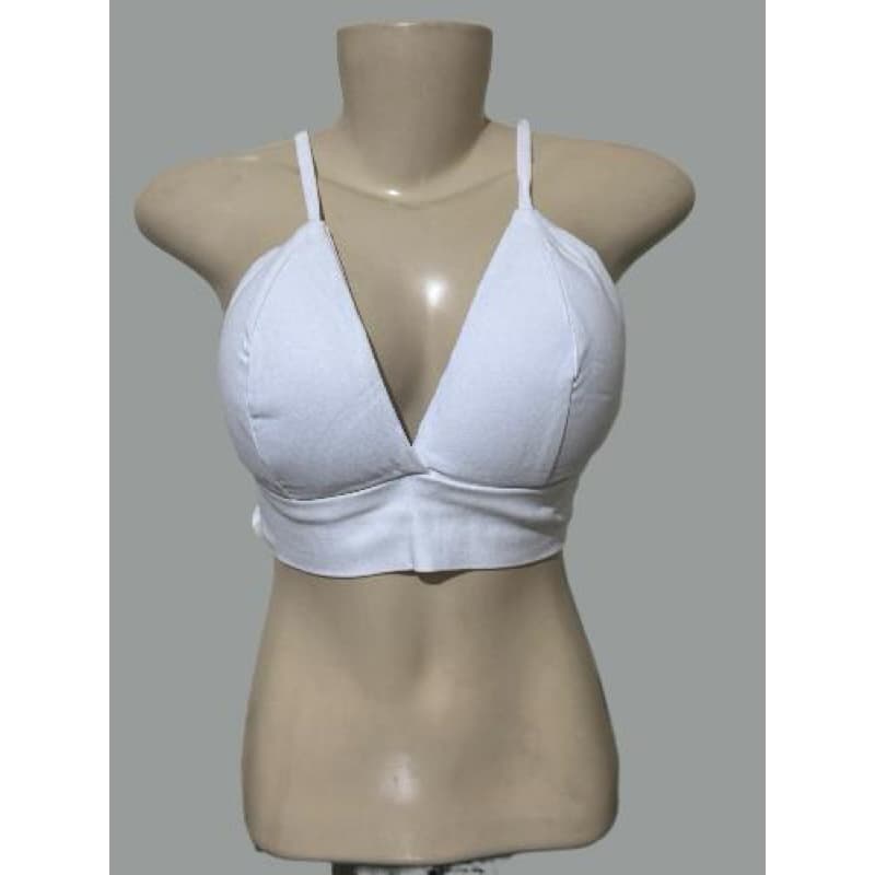 Cropped top cropede feminino com bojo, alça e decote V em suplex