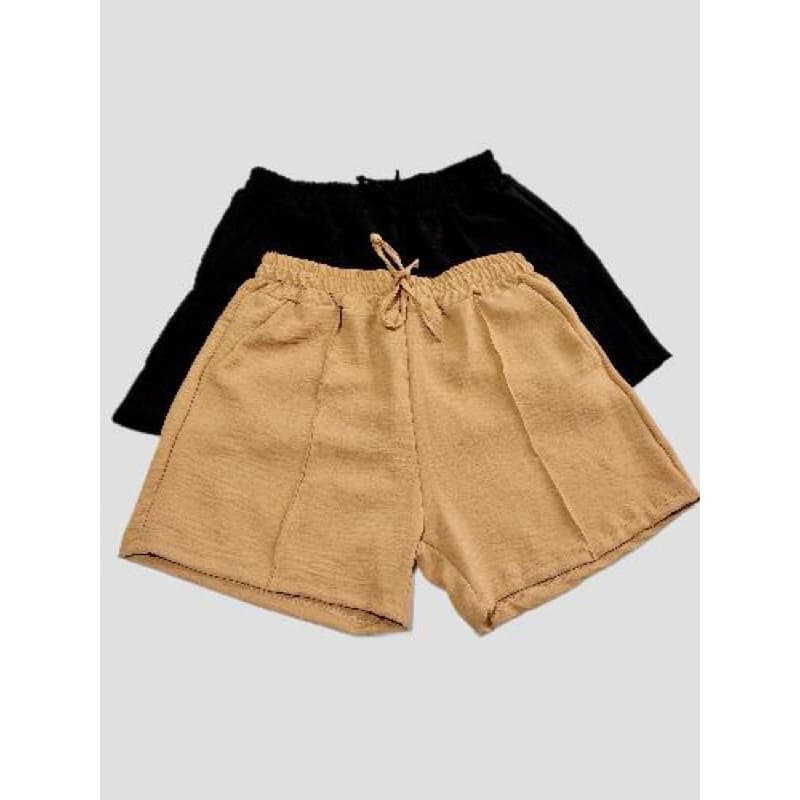 Bermuda feminina com bolso em tecido crepinho duna
