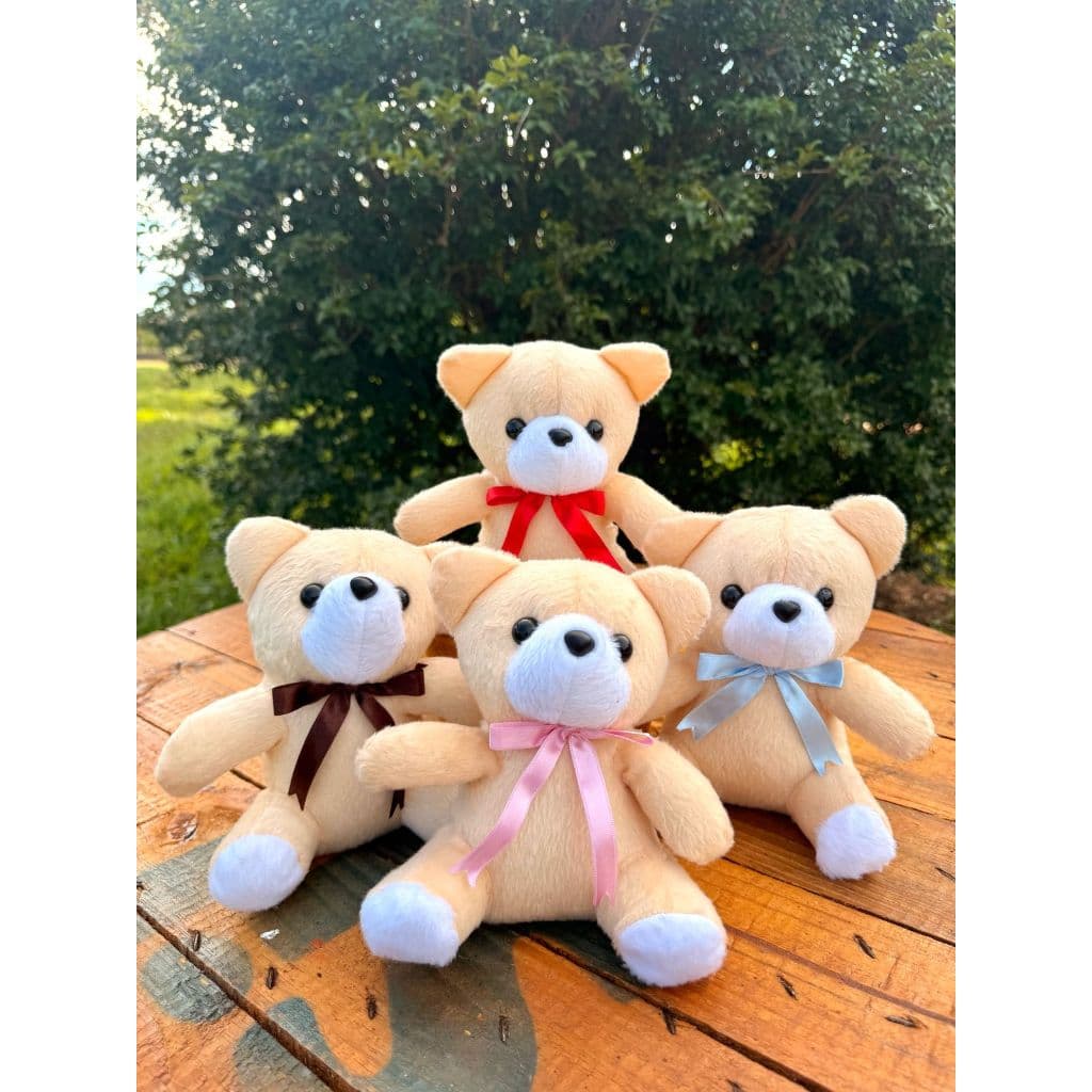 Kit com 10 Ursinhos de Pelúcia  Laços Azul, Rosa, Marrom e Vermelho - Macios e Fofos, decoração