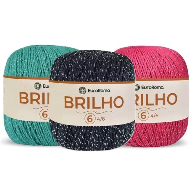 Barbante Euroroma  No6 406m 904 com brilho prata