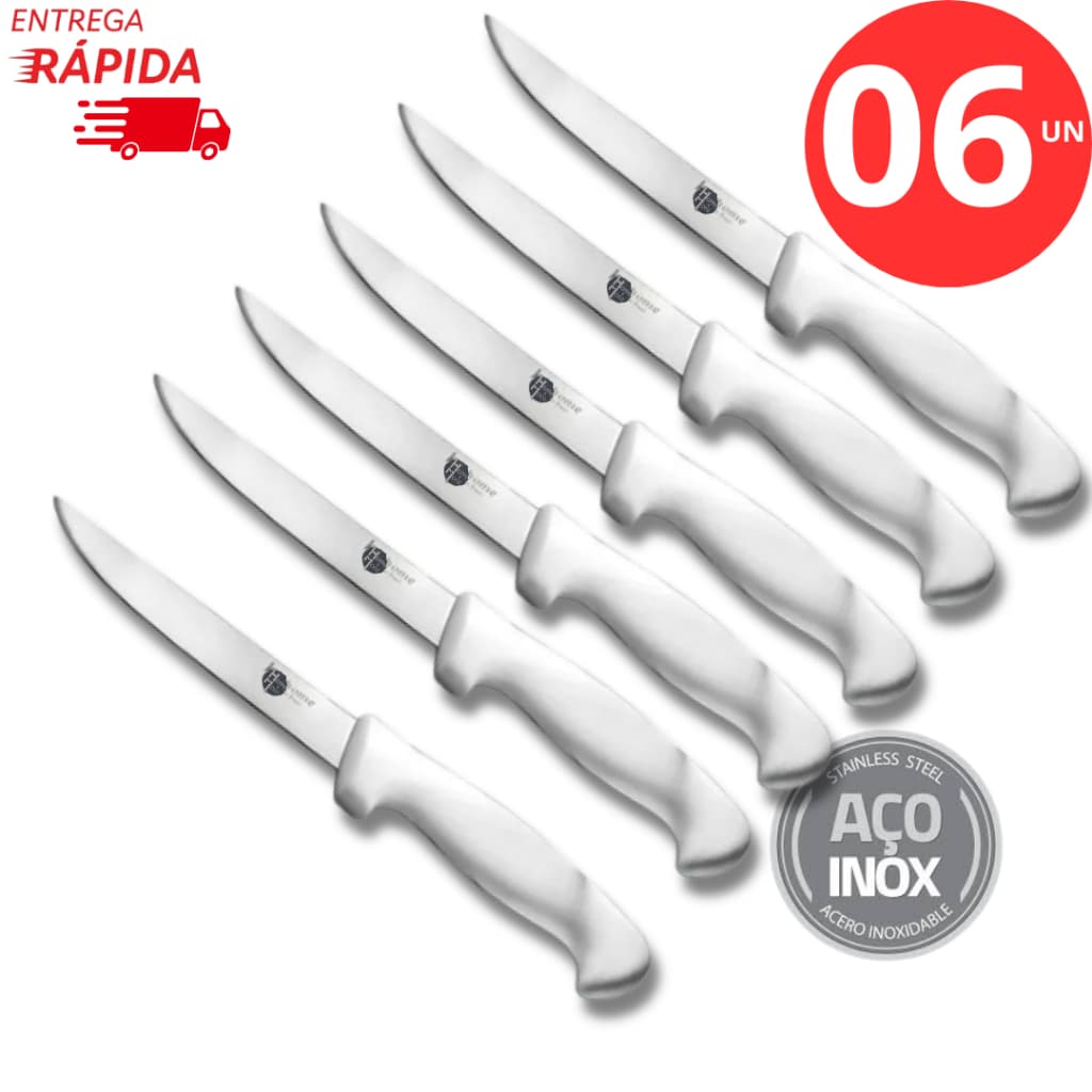 Faca Desossa Chef Aço Cabo Branco 6 mm Profissional Churrasco Entre as melhores facas de cozinha