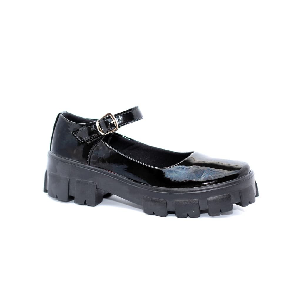 Sapato Mary Jane Feminino Solado Tratorado com Fivela Ajustável