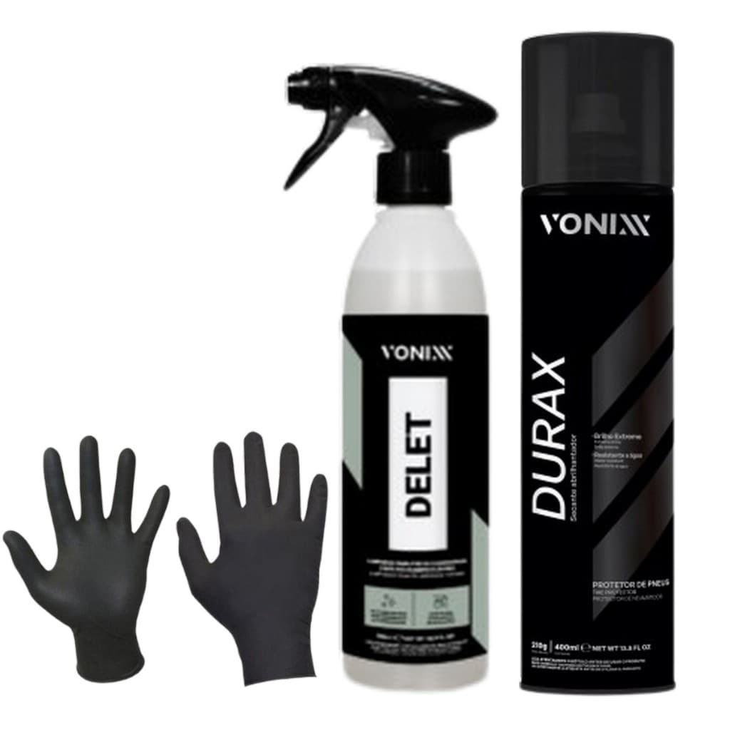Kit Delet + Durax Vonixx Limpador e Selante Sintético para os pneus